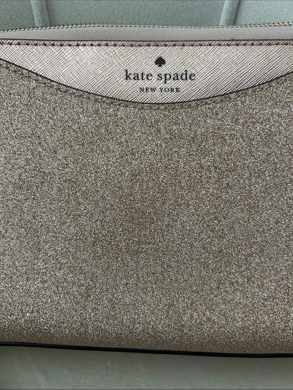 kate spade metallic rose gold glitter crossbody bag